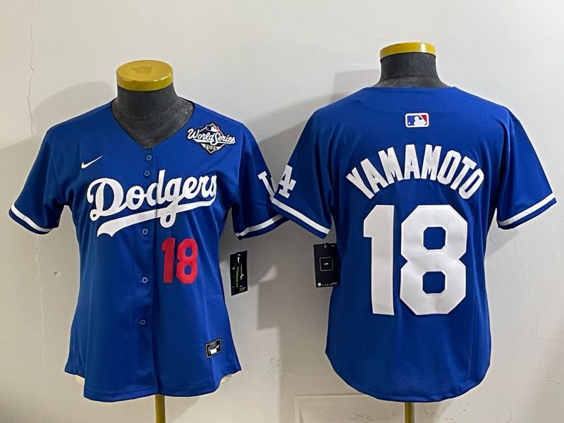 Youth 2025 Los Angeles Dodgers #18 Yamamoto Blue Game Nike MLB Jersey style 0021